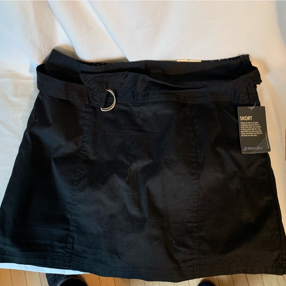 St. John's Bay Black and White Polka Dot Skort